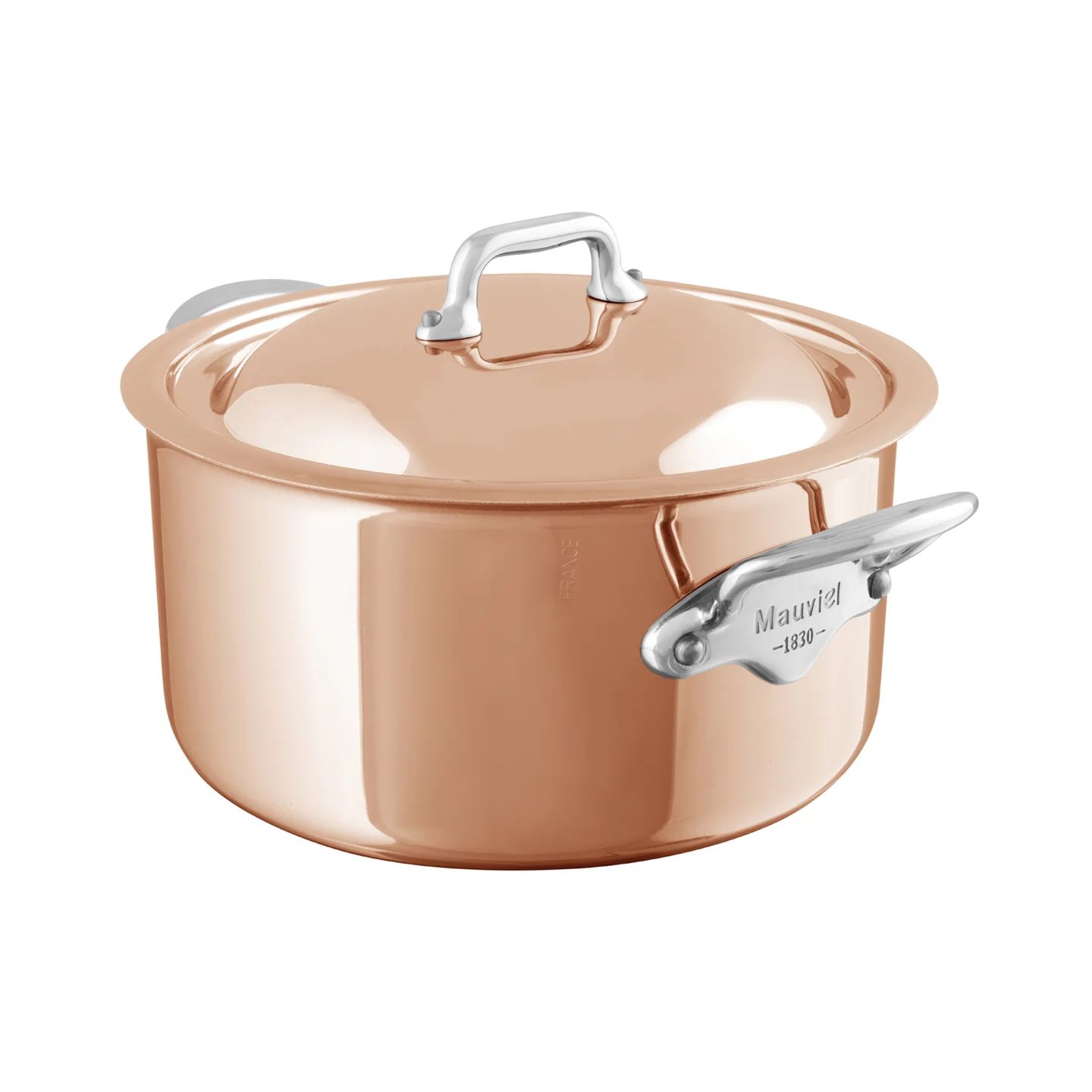 Mauviel M'6S Induction Compatible Copper Casserole with Lid - Image 3